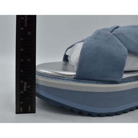 Johnston & Murphy Womens Size 11 Grace Cross Band Slate Blue Suede Slide Sandals - Picture 12 of 14